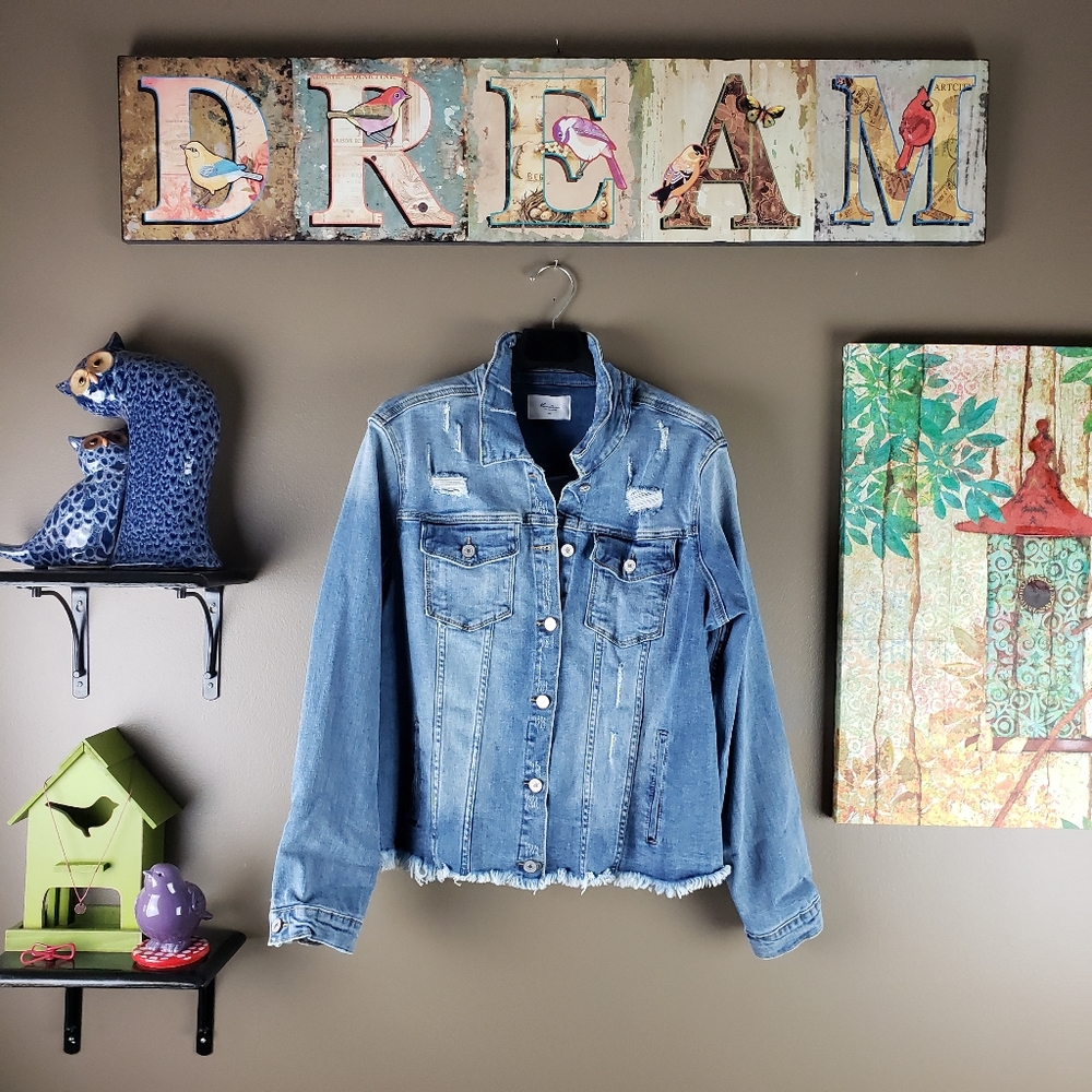 Kancan distressed denim jean jacket 3XL